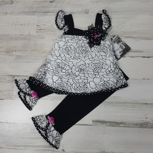 Cach Cach Girl 2 Piece Set Size 3 T Black/White